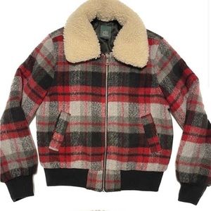 Wild Fable Red Plaid Coat // Sherpa // S